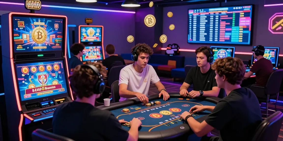 Engaging crypto casino gaming scene highlighting players enjoying immersive slot machines and table games in a vibrant virtual environment.
