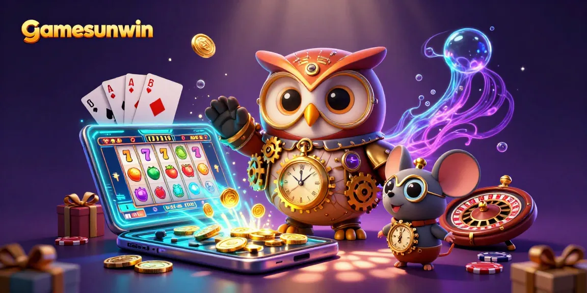Spin and win big at gamesunwin with vibrant slot and casino elements in this captivating illustration