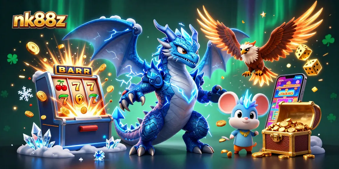 Spin and win at nk88z with vibrant jackpot illustrations, showcasing thrilling casino excitement.